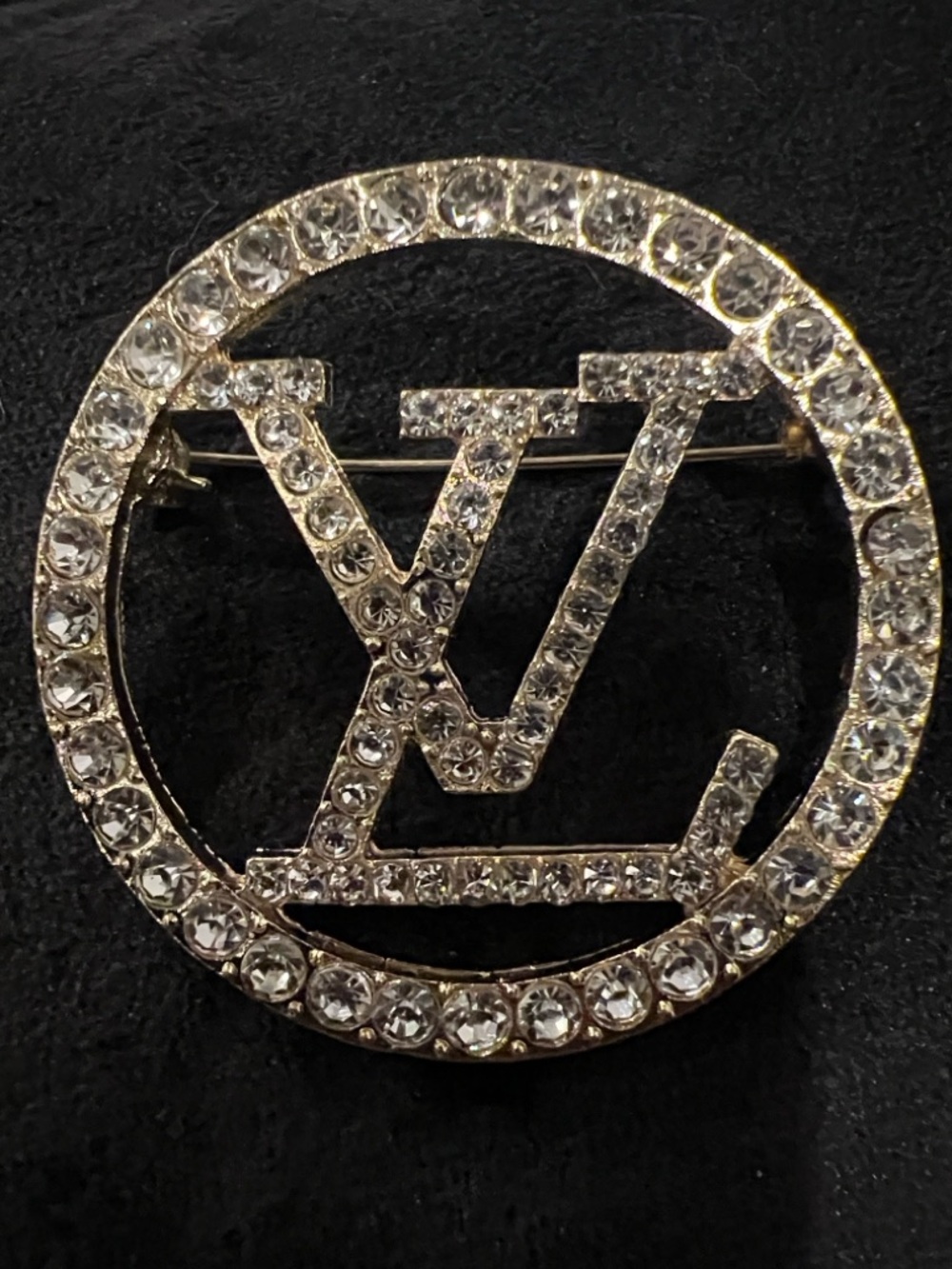 Louis Vuitton Clear Crystal Circle LV Brooch